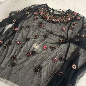 Zara beaded mesh top